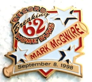 St Louis Cardinals Pins Mark McGwire Pin 62HR Record Breaking Home Runs Pin - Picture 1 of 3