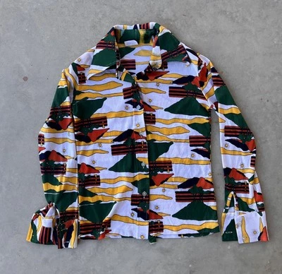 Vintage JC Penney Shirt Large 14-16 Womens 70s Disco Loud Color All Over Print - Image 1 of 4