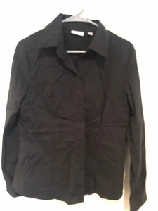 Camisa TOP by NEW YORK & CO LS STRETCH Negra Manga Larga Mezcla Poli Algodón Talla L - Imagen 1 de 5