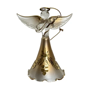 Blown Glass Clear & Gold Angel Violin Christmas Tree Ornament - Picture 1 of 7