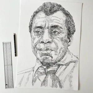 Obra de arte original de James Baldwin, lápiz, The Fire Next Time, Giovanni's Room - Imagen 1 de 7