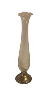Gadroon by Crown Sterling Silver Vase with Etched Glass 10 1/2" Vintage (#3627) - Picture 1 of 1