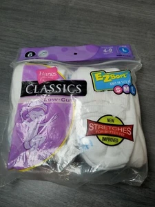 Hanes Girls' 6 Pack Classics Low-cut Ez Sort Socks, White, Large . MADE IN USA - Picture 1 of 3