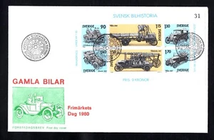 Sweden 1980 Old Cars FDC - Picture 1 of 1
