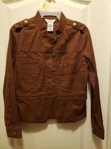 Georges Stretch Brown Denim Long Sleeve Blazer Jacket Size 10 - Picture 1 of 4