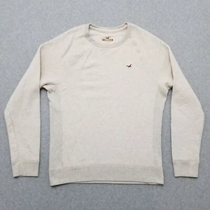 Hollister Sweater Mens Medium Ivory Long Sleeve Pullover Sweatshirt - Picture 1 of 9