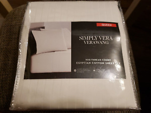 Simply Vera Wang 800 Thread Count Egyptian Cotton Queen Sheet Set - White Stripe