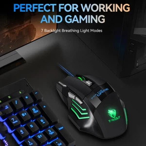 7D Wired Mouse USB Gaming Mouse RGB Backlit Ergonomic Game Mice - Photo 1/9