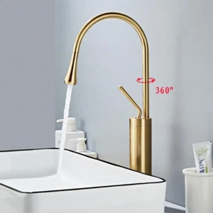 Neu Gold Waschtischarmatur Hoch Wasserhahn Bad Waschbecken Einhandmischer Design - Bild 1 von 12