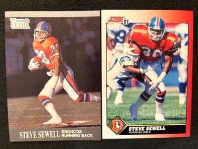 NFL - Steve Sewell 1991 Fleer Ultra & 1991 Score Football - Broncos - Image 1 of 2