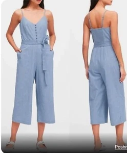 NUEVO CON ETIQUETAS Banana Republic Cambray Crop Mono Correa Espagueti Espalda Ajustada 6 - Imagen 1 de 6