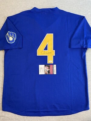 MILWAUKEE BREWERS PAUL MOLITOR AUTOGRAPH #4 COOPERSTOWN COLLECTION JERSEY JSA 06 - Image 1 of 4
