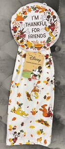 Disney Mickey & Minnie I’m Thankful For Friends Fall Hanging Kitchen Towel NEW