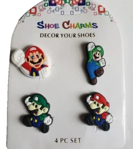 Shoe Charms 4 PC Set Mario & Luigi Shoe Charms - Picture 1 of 2