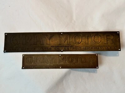 Vintage Gray Marine Motor Co. Brass Identification Plaques (2 sizes) Foto 1 de 4