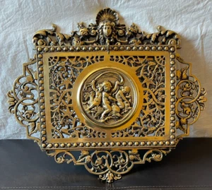 Vintage Solid Brass Ornate Wall Door Mail Letter Holder Cherubs 16 x 14 RARE - Picture 1 of 13