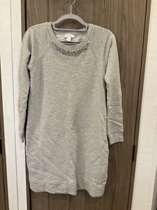 KENAR Womens Gray Sweat Shirt Dress With Faux Diamond Collar Size Small - Picture 1 of 8