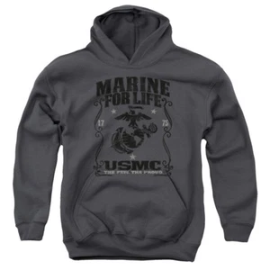 US MARINE CORPS FOR LIFE Kids Hoodie Sweatshirt SM-XL BOYS GIRLS SZ 6-20 - Picture 1 of 2