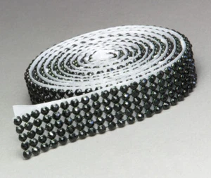 JET Mesh Strassband SS8 Borte SELBSTKLEBEND 1,6cm 5 Reihen Strasssteine Schwarz - Picture 1 of 42