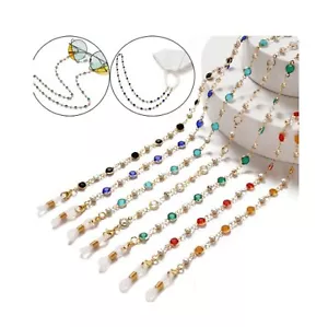 Glasses Chain Lanyard Sunglasses Spectacles Crystal Bead 75cm with Connectors - Picture 1 of 18