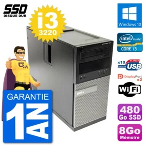 PC Tour Dell OptiPlex 7010 Intel Core i3-3220 RAM 8Go SSD 480Go Windows 10 Wifi - Photo 1/3