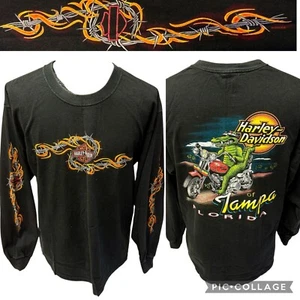 Camisa De Colección Harley Davidson Tampa Fl CRUZIN ALLIGATOR Motocicleta Motociclista LS BARBWIRE - Imagen 1 de 14