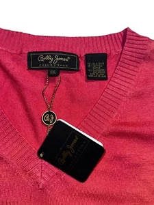 COLECCIÓN BOBBY JONES Suéter Chaleco Hombres Talla XXL Papaya Cuello en V Seda Cachemira - Imagen 1 de 6