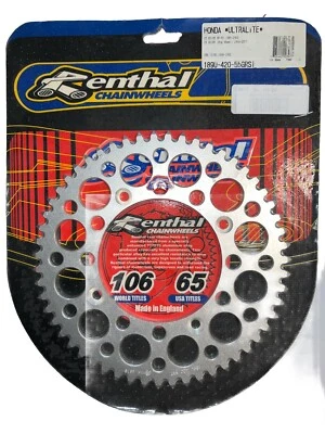 Renthal Ultralight Rear Aluminum Sprocket  Honda 80-150cc 1986-2022 189U-420-55T - Image 1 of 3