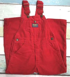 OshKosh B'Gosh Boys Bib Overalls Sz 5 Red Corduroy Pocket Pant Vintage 90s USA - Picture 1 of 12