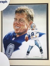 1995 Troy Aikman Dallas Cowboys Framed Kelly Russell Lithograph Print #7229