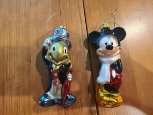 Disney Christmas Ornaments Mickey Mouse and Jimminy Cricket, Nice! - Picture 1 of 4