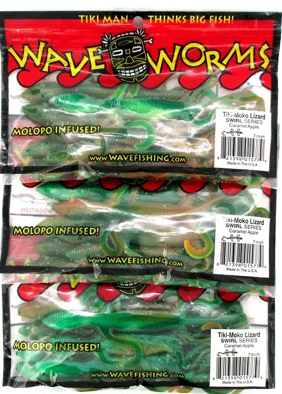 (3) Paquetes sin abrir Wave Tiki-Moko Lagartos Serie Remolino Caramelo Manzana Nuevo Foto 1 de 1