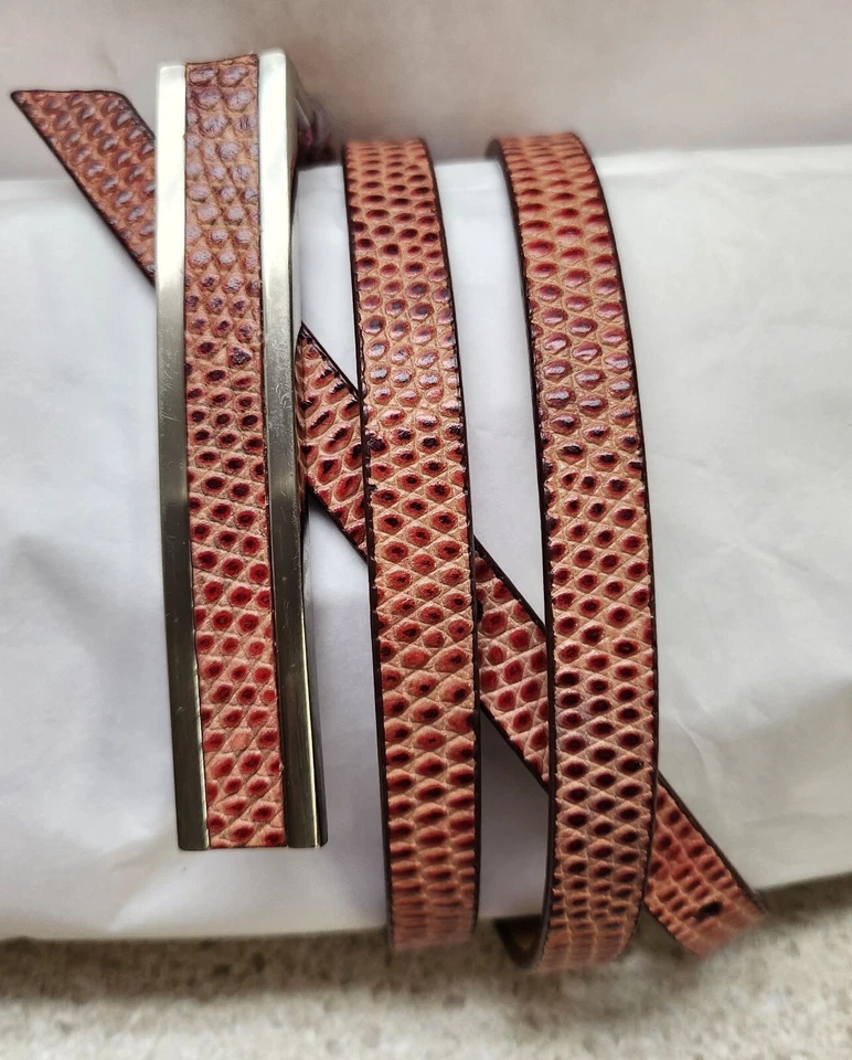 Cinturón ajustado con estampado de reptiles Ann Taylor grande de cuero genuino para mujer  Foto 1 de 4