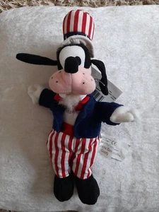 Goofy American Star Spangled Uncle Sam Disney Plush 9" Bean Bag Cuddly Soft Toy - Picture 1 of 7