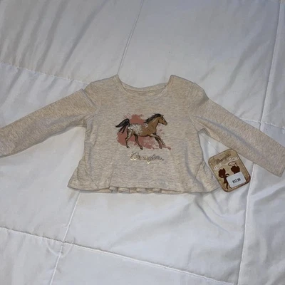 Wranglers Girls 3 To 6 Month Long Sleeve T-Shirt, New With Tags Ruffles On Back - Image 1 of 4