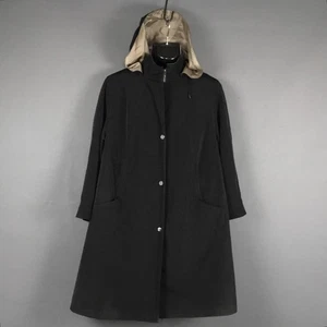 Gallery Woman 1X schwarzer Trenchcoat mit Kapuze Reißverschluss/Druckknopfleiste vorne - Bild 1 von 13