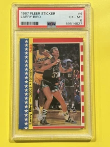 Pegatina Fleer 1987 baloncesto #4 Larry Bird PSA 6 - Imagen 1 de 2
