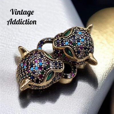 Стерлинговое кольцо с несколькими драгоценными камнями леопард размер Золотистый бирюзовый рубиновый изумруд 8,5... - Изображение 1 из 4