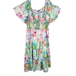 Bloomchic Dress Sz 28 (5X) Tiered Maxi Short Sleeve Boho Floral Cottagecore NWT - Picture 1 of 11