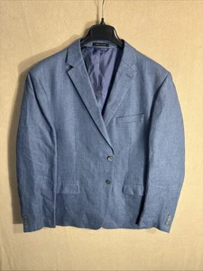 Lauren Ralph Lauren 48R Blue Windowpane Glen Plaid 100% Linen Half Lined 2 BTN - Bild 1 von 15