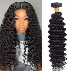 Paquetes de ondas profundas cabello humano 1 paquetes paquetes de ondas de agua de 12 pulgadas 100 % sin procesar... - Imagen 1 de 6
