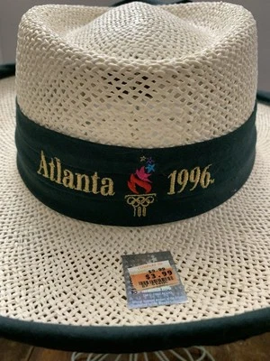 Sombrero de sol de paja de los Juegos Olímpicos de Atlanta 1996 arco verde con licencia nuevo con etiquetas Foto 1 de 4