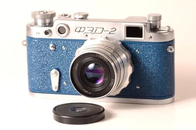 FED 2 Serviced CLA Blue USSR LEICA film 35mm Camera Industar 26M 2,8/52mm Lens - Image 1 of 4