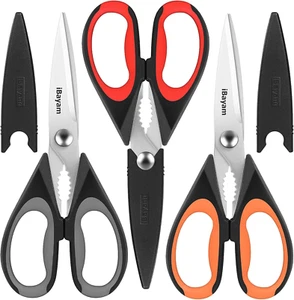 3-Pack 8.5"Kitchen Scissors All Purpose Heavy Duty with Protective Sheath, Soft - Picture 1 of 12