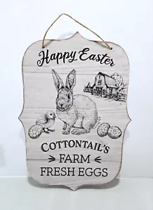 "Happy Easter Cottontail's Farm Fresh Eggs" Hanging Sign Wall Decor 13" - Picture 1 of 3