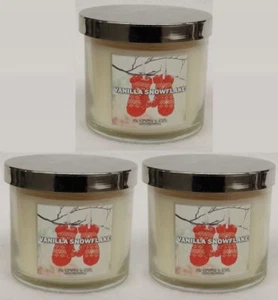 3 Bath & Body Works VANILLE SNOWFLAKE 4 Unzen Medium 1 Docht Duftwachskerze - Bild 1 von 1