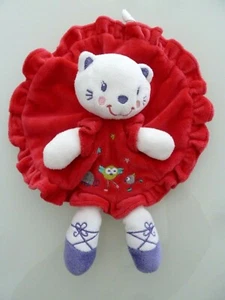 *. KUSCHELTIER FLACH RUND NICOTOY SIMBA KATZE ROT ROSA LILA VOGEL SEHR GUTER ZUSTAND - Bild 1 von 7