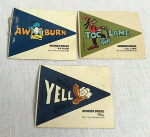 3 Disney Wonder Bread Collegiate Pennant Stickers Unused 1976 Vintage  - Picture 1 of 5