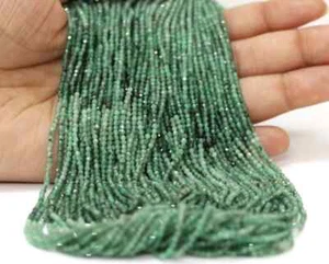 Natural Green Emerald Shaded Rondelle Micro Diamond Faceted 2-2.5mm beads, AAA - Picture 1 of 8
