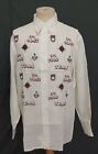 Vtg GIANFRANCO FERRE Italy Made Embroidered Ivory Linen Men's Casual Shirt L/S 2